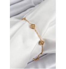 316L Çelik Yonca Model Gold Renk Kadın Bileklik - TJ-BB7363