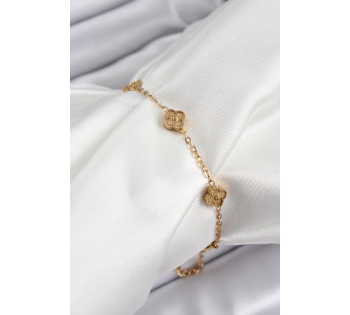 316L Çelik Yonca Model Gold Renk Kadın Bileklik - TJ-BB7363 316L Çelik Yonca Model Gold Renk Kadın Bileklik - TJ-BB7363