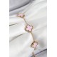 316L Çelik Pembe Sedef Yonca Model Gold Renk Kadın Bileklik - TJ-BB7365