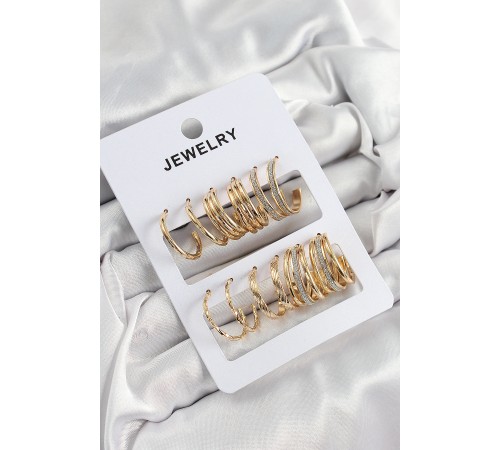 Pirinç Karışık Halka Model Gold Renk 6 Çift Kadın Küpe Set - TJ-BKP10883 Pirinç Karışık Halka Model Gold Renk 6 Çift Kadın Küpe Set - TJ-BKP10883