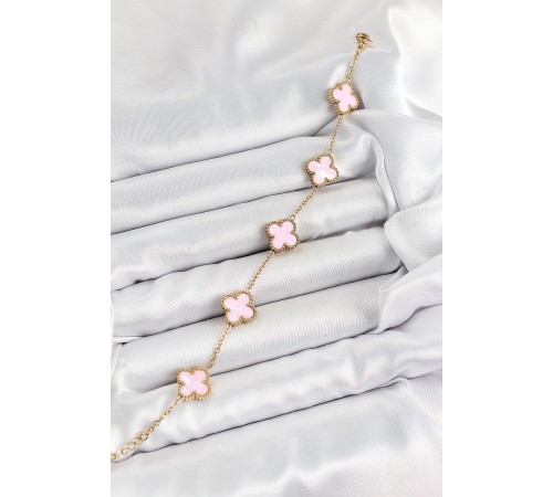 316L Çelik Pembe Sedef Yonca Model Gold Renk Kadın Bileklik - TJ-BB7365 316L Çelik Pembe Sedef Yonca Model Gold Renk Kadın Bileklik - TJ-BB7365