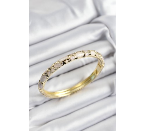 Mineli Pirinç Krem Petek Motifli Gold Renk Kadın Kelepçe - TJ-BB7405 Mineli Pirinç Krem Petek Motifli Gold Renk Kadın Kelepçe - TJ-BB7405