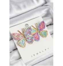 Pirinç Rainbow Kelebek Model Gold Renk Kadın Hasır Küpe - TJ-BKP10892