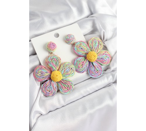 Pirinç Rainbow Papatya Model Gold Renk Kadın Hasır Küpe - TJ-BKP10895 Pirinç Rainbow Papatya Model Gold Renk Kadın Hasır Küpe - TJ-BKP10895