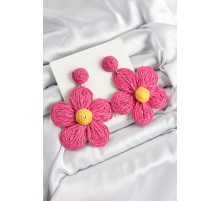 Pirinç Pembe Papatya Model Gold Renk Kadın Hasır Küpe - TJ-BKP10897