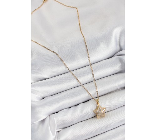 316L Çelik Zirkon Taşlı Yıldız Model Gold Renk Kadın Kolye - TJ-BKO10351 316L Çelik Zirkon Taşlı Yıldız Model Gold Renk Kadın Kolye - TJ-BKO10351