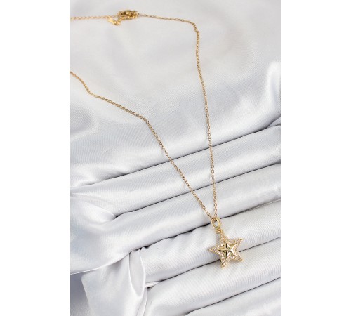 316L Çelik Zirkon Taşlı Yıldız Model Gold Renk Kadın Kolye - TJ-BKO10357 316L Çelik Zirkon Taşlı Yıldız Model Gold Renk Kadın Kolye - TJ-BKO10357