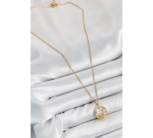 316L Çelik Zirkon Taşlı İnci Detaylı Halka Model Gold Renk Kadın Kolye - TJ-BKO10363 316L Çelik Zirkon Taşlı İnci Detaylı Halka Model Gold Renk Kadın Kolye - TJ-BKO10363