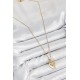 316L Çelik Zirkon Taşlı Hilal Melek Model Gold Renk Kadın Kolye - TJ-BKO10365