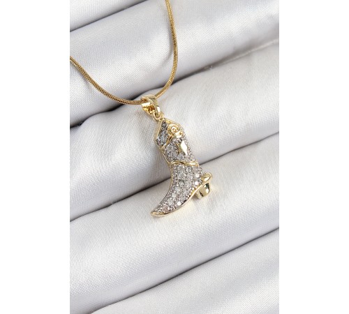 316L Çelik Zirkon Taşlı Çizme Model Gold Renk Kadın Kolye - TJ-BKO10373 316L Çelik Zirkon Taşlı Çizme Model Gold Renk Kadın Kolye - TJ-BKO10373