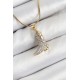 316L Çelik Zirkon Taşlı Çizme Model Gold Renk Kadın Kolye - TJ-BKO10373
