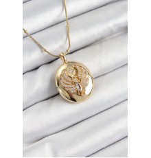 316L Çelik Zincir Açılabilir Anka Kuşu Model Zirkon Taşlı Gold Renk Kadın Kolye - TJ-BKO10375