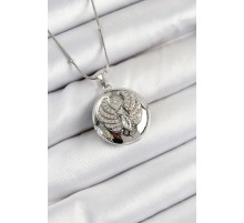 316L Çelik Zincir Açılabilir Anka Kuşu Model Zirkon Taşlı Gümüş Renk Kadın Kolye - TJ-BKO10376