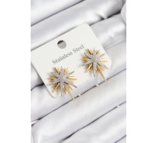 316L Çelik Zirkon Taşlı Kutup Yıldızı Model Gold Ve Gümüş Renk Kadın Küpe - TJ-BKP10928