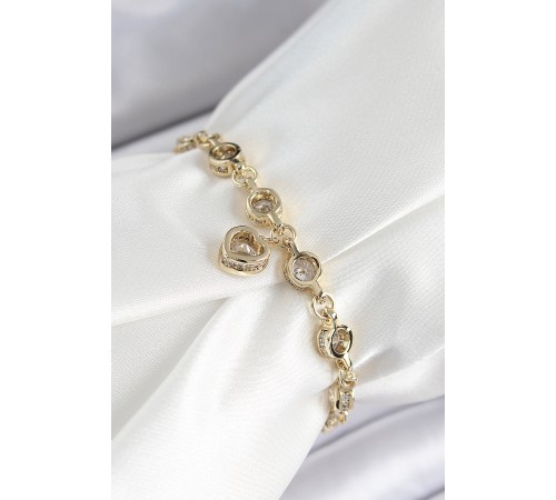 Xuping Pirinç Zirkon Taşlı Sallantılı Kalp Model Gold Renk Kadın Bileklik - TJ-BB7475 Xuping Pirinç Zirkon Taşlı Sallantılı Kalp Model Gold Renk Kadın Bileklik - TJ-BB7475