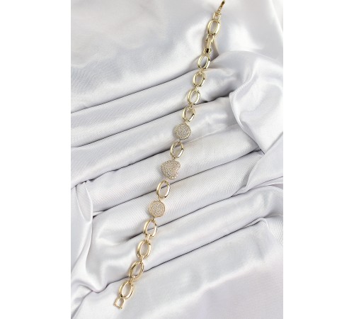 Xuping Pirinç Kalp ve Daire Model Gold Renk Kadın Bileklik - TJ-BB7480 Xuping Pirinç Kalp ve Daire Model Gold Renk Kadın Bileklik - TJ-BB7480