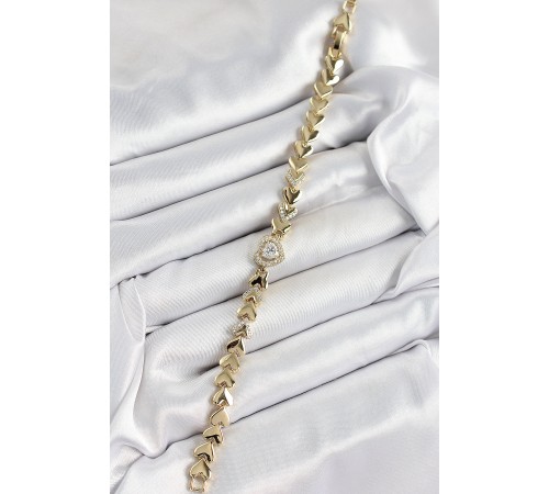 Xuping Pirinç Baget Kalp Model Gold Renk Kadın Bileklik - TJ-BB7481