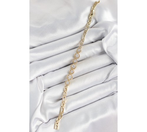 Xuping Pirinç Sıralı Daire Baget Model Gold Renk Kadın Bileklik - TJ-BB7484 Xuping Pirinç Sıralı Daire Baget Model Gold Renk Kadın Bileklik - TJ-BB7484