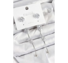 Pirinç Zirkon Taşlı Sallantılı  Model Gümüş Renk 925 Ayar Gümüş Çivi Kadın Küpe - TJ-BKP10979