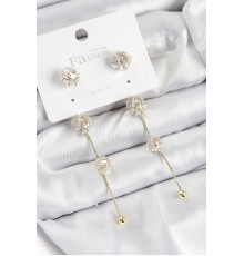 Pirinç Zirkon Taşlı Sallantılı  Model Gold Renk 925 Ayar Gümüş Çivi Kadın Küpe - TJ-BKP10980