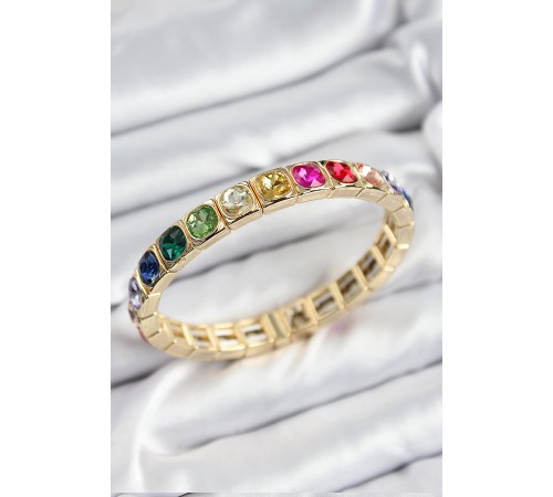 Pirinç Karışık Zirkon Taşlı Kare Model Gold Renk Lastikli Kadın Bileklik - TJ-BB7498 Pirinç Karışık Zirkon Taşlı Kare Model Gold Renk Lastikli Kadın Bileklik - TJ-BB7498