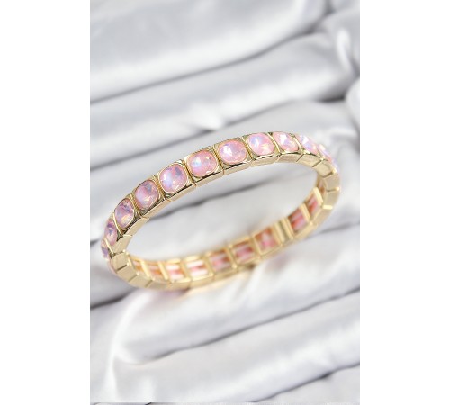 Pirinç Pembe Zirkon Taşlı Kare Model Gold Renk Lastikli Kadın Bileklik - TJ-BB7499 Pirinç Pembe Zirkon Taşlı Kare Model Gold Renk Lastikli Kadın Bileklik - TJ-BB7499
