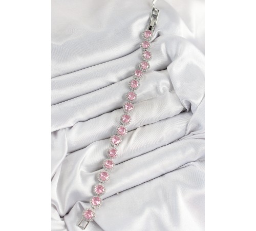 Pirinç Pembe Zirkon Taşlı Daire Baget Model Gümüş Renk VIP Seri Kadın Bileklik - TJ-BB7511 Pirinç Pembe Zirkon Taşlı Daire Baget Model Gümüş Renk VIP Seri Kadın Bileklik - TJ-BB7511