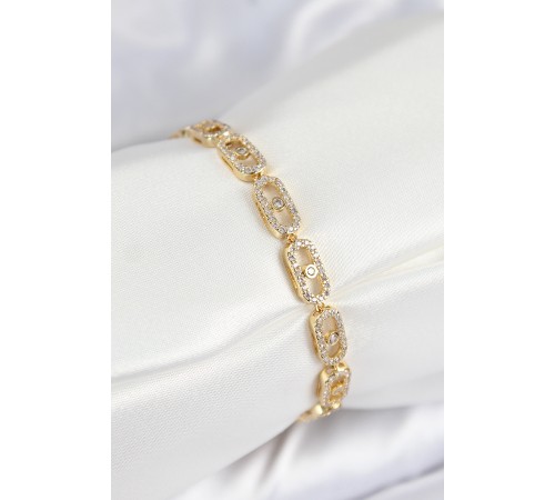 Pirinç Zirkon Taşlı Messika Model Gold Renk VIP Seri Kadın Bileklik - TJ-BB7517 Pirinç Zirkon Taşlı Messika Model Gold Renk VIP Seri Kadın Bileklik - TJ-BB7517