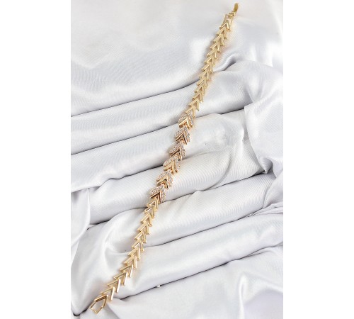 Pirinç Zirkon Taşlı Sıralı Ok Model Gold Renk Kadın Bileklik - TJ-BB7525 Pirinç Zirkon Taşlı Sıralı Ok Model Gold Renk Kadın Bileklik - TJ-BB7525