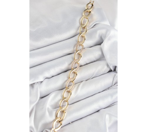 Pirinç Zirkon Taşlı Zincir Model Gold Renk Kadın Bileklik - TJ-BB7553 Pirinç Zirkon Taşlı Zincir Model Gold Renk Kadın Bileklik - TJ-BB7553
