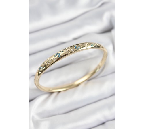 Pirinç Zirkon Taşlı Kelebek Model Gold Renk Kadın Kelepçe - TJ-BB7568 Pirinç Zirkon Taşlı Kelebek Model Gold Renk Kadın Kelepçe - TJ-BB7568