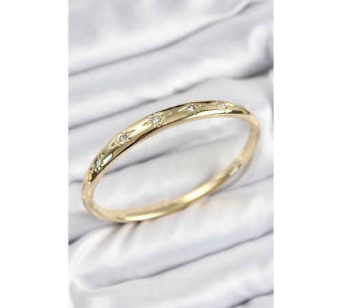 Pirinç Zirkon Taşlı Kutup Yıldızı Model Gold Renk Kadın Kelepçe - TJ-BB7570 Pirinç Zirkon Taşlı Kutup Yıldızı Model Gold Renk Kadın Kelepçe - TJ-BB7570