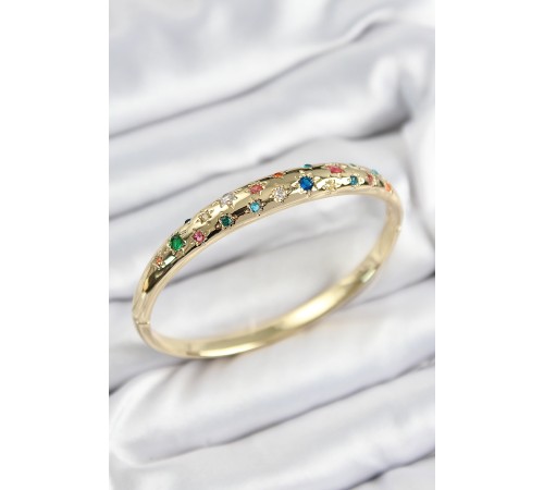 Pirinç Renkli Zirkon Taşlı Kutup Yıldızı Model Gold Renk Kadın Kelepçe - TJ-BB7572 Pirinç Renkli Zirkon Taşlı Kutup Yıldızı Model Gold Renk Kadın Kelepçe - TJ-BB7572
