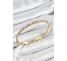 Pirinç Zirkon Taşlı Vintage Model Gold Renk Kadın Kelepçe - TJ-BB7580