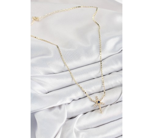 Pirinç Zirkon Taşlı Kutup Yıldızı Model Ezme Zincir Gold Renk Kadın Kolye - TJ-BKO10388 Pirinç Zirkon Taşlı Kutup Yıldızı Model Ezme Zincir Gold Renk Kadın Kolye - TJ-BKO10388