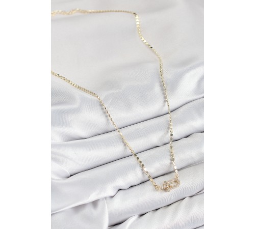 Pirinç Zirkon Taşlı Tifany Model Ezme Zincir Gold Renk Kadın Kolye - TJ-BKO10393 Pirinç Zirkon Taşlı Tifany Model Ezme Zincir Gold Renk Kadın Kolye - TJ-BKO10393
