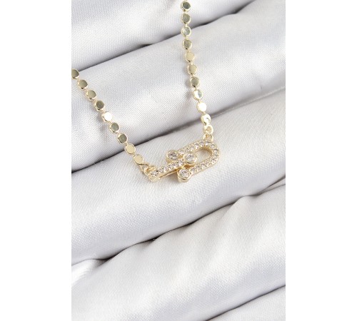 Pirinç Zirkon Taşlı Tifany Model Ezme Zincir Gold Renk Kadın Kolye - TJ-BKO10393 Pirinç Zirkon Taşlı Tifany Model Ezme Zincir Gold Renk Kadın Kolye - TJ-BKO10393