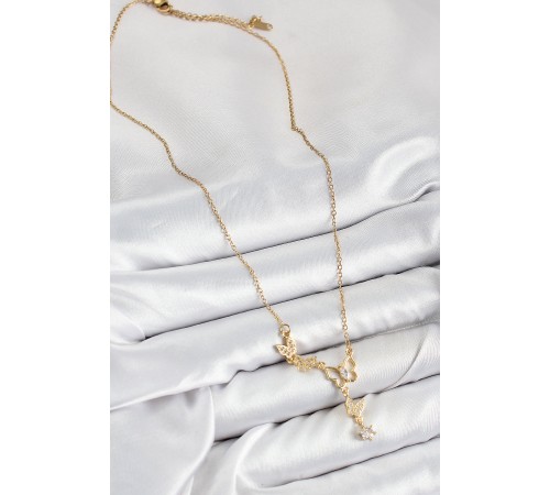 316L Çelik Zirkon Taşlı Kelebek Model Gold Renk Kadın Kolye - TJ-BKO10405 316L Çelik Zirkon Taşlı Kelebek Model Gold Renk Kadın Kolye - TJ-BKO10405