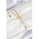 Pirinç Zirkon Taşlı Nazar Model Ezme Zincir Gold Renk Kadın Bileklik - TJ-BB7583