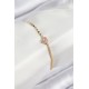 Pirinç Zirkon Taşlı Kalp Model Ezme Zincir Gold Renk Kadın Bileklik - TJ-BB7585