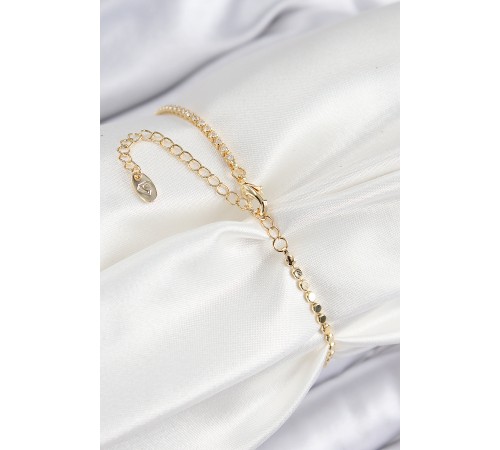 Pirinç Zirkon Taşlı Yonca Model Ezme Zincir Gold Renk Kadın Bileklik - TJ-BB7591 Pirinç Zirkon Taşlı Yonca Model Ezme Zincir Gold Renk Kadın Bileklik - TJ-BB7591