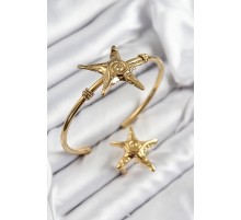 Pirinç Deniz Yıldızı Model Gold Renk Bileklik Yüzük Set - TJ-BB7600