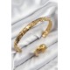 Pirinç Zirkon Taşlı Vintage Model Gold Renk Bileklik Yüzük Set - TJ-BB7603
