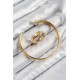 Pirinç Zirkon Taşlı Ayrık Model Gold Renk Bileklik Yüzük Set - TJ-BB7605