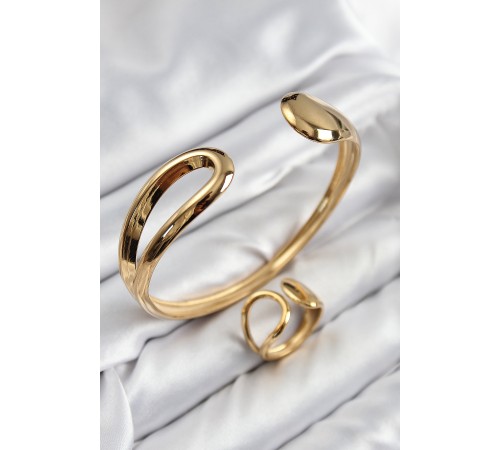Pirinç Ayrık Model Gold Renk Bileklik Yüzük Set - TJ-BB7607 Pirinç Ayrık Model Gold Renk Bileklik Yüzük Set - TJ-BB7607
