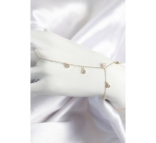 Pirinç Zirkon Taşlı Sallantılı Damla Model Gold Renk Kadın Şahmeran - TJ-SN703