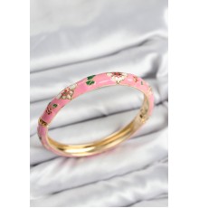 Mineli Pirinç Pembe Çiçek Motifli Gold Kadın Kelepçe - TJ-BB7617