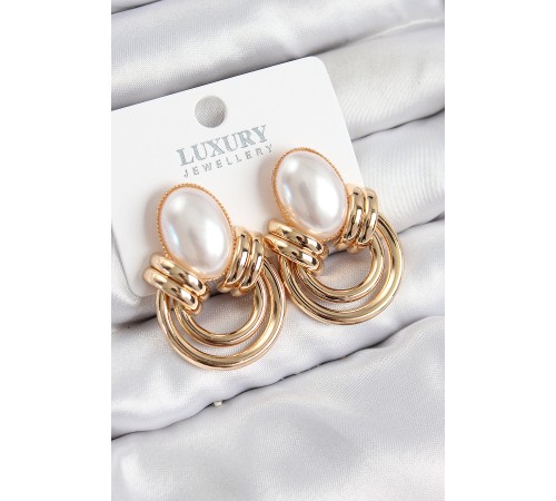 Pirinç İnci Detaylı Vintage Model Gold Renk Kadın Küpe - TJ-BKP11033 Pirinç İnci Detaylı Vintage Model Gold Renk Kadın Küpe - TJ-BKP11033