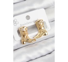 Pirinç Çizme Model Gold Renk Kadın Küpe - TJ-BKP11034