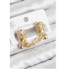 Pirinç Çizme Model Gold Renk Kadın Küpe - TJ-BKP11034